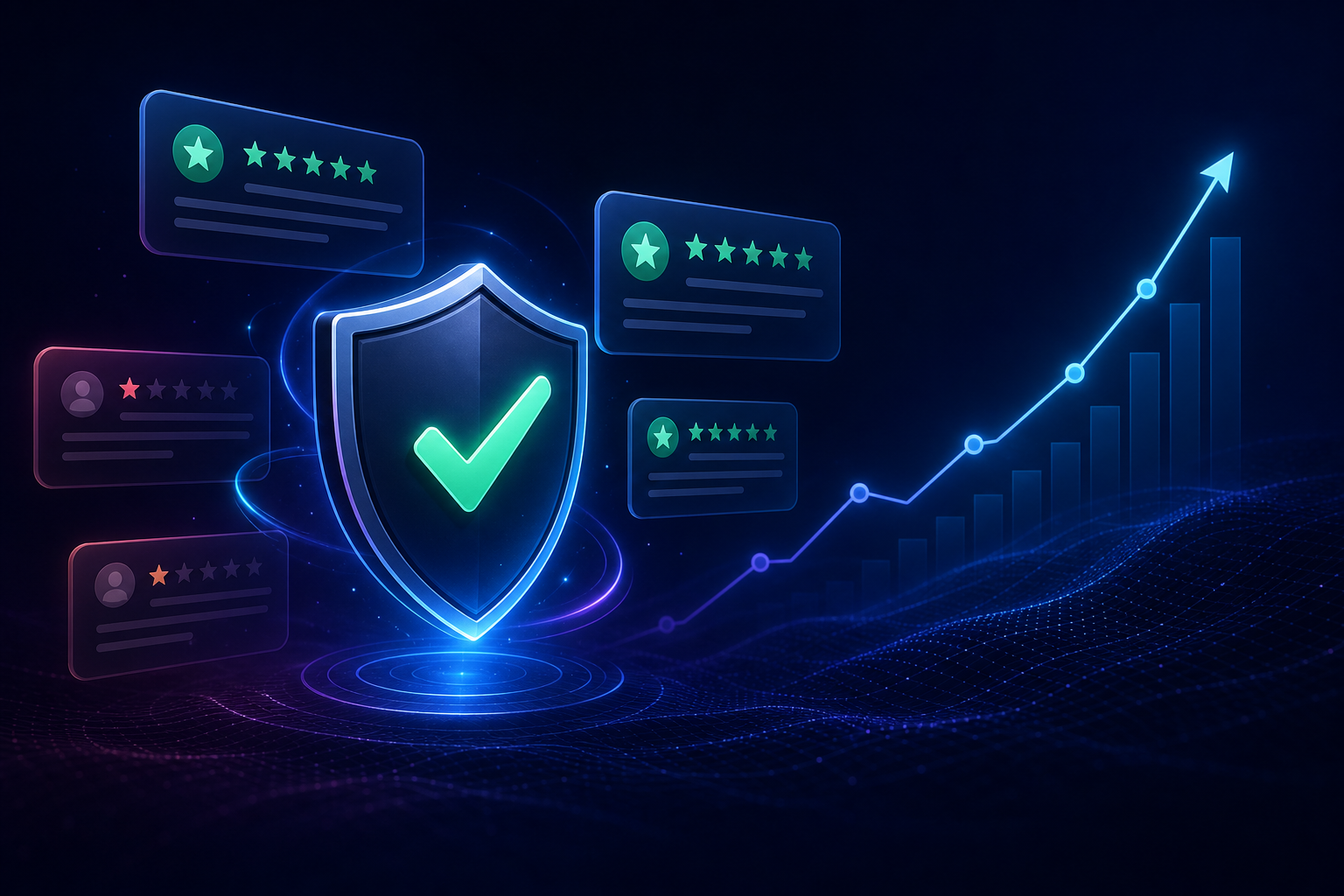 Trustpilot reputation management: a verified shield protecting five-star reviews while TrustScore trends upward