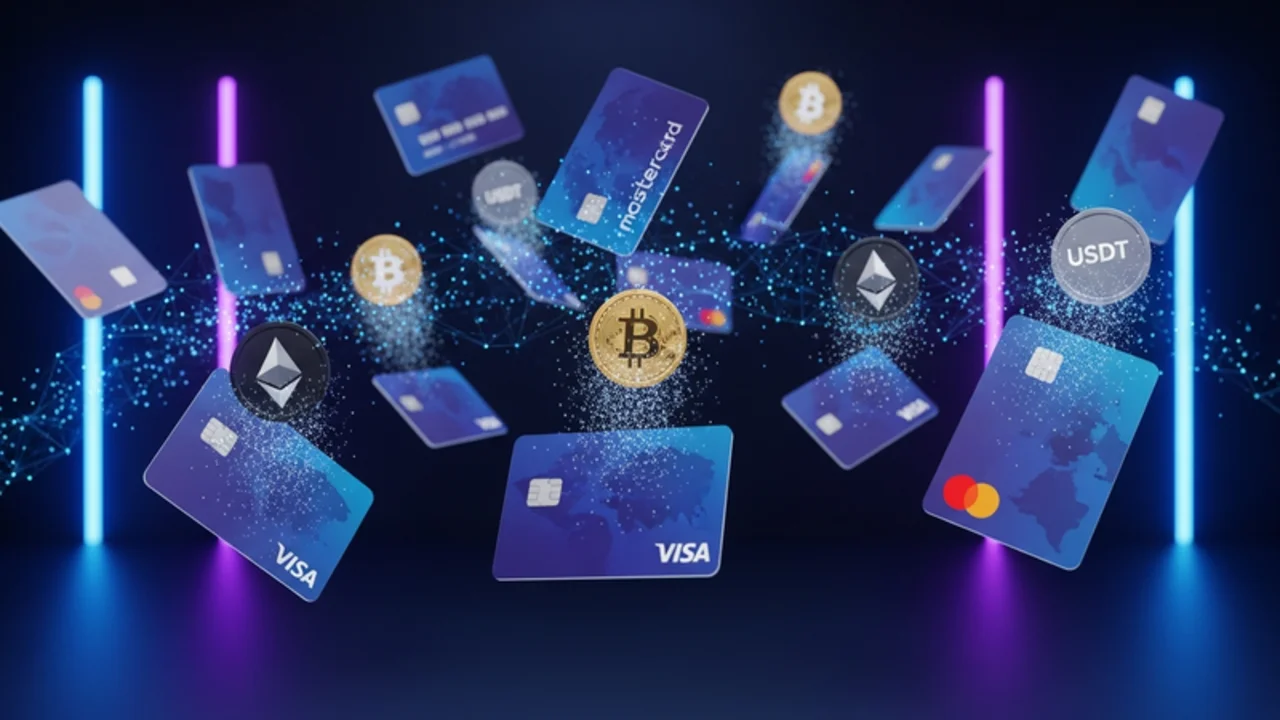 Virtual credit cards for advertising - crypto to VCC conversion visualization